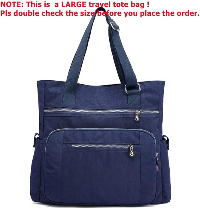 Multi Pocket Nylon Totes Handbag Large Women's Shoulder Bag Travel Purse - Image 3
