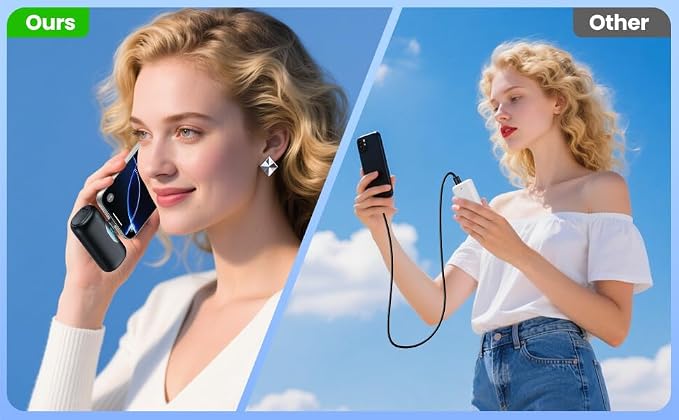 Mini Portable Charger USB C Power Bank,5500mAh PD Fast Charging Battery Pack Built-in USB-C Connector Travel Essential for iPhone17/17Pro/17Pro Max/Air/16 Plus/16Pro Max/15 Series,Android Black - Image 8