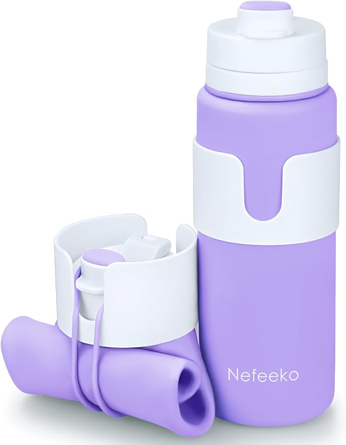 Nefeeko Collapsible Water Bottle, BPA Free 26oz Silicone Water Bottles | Foldable Water Bottles for Travel Sports, Leak-Proof Spill-Proof Portable Water Bottle with Carabiner, Lightweight by Nefeeko