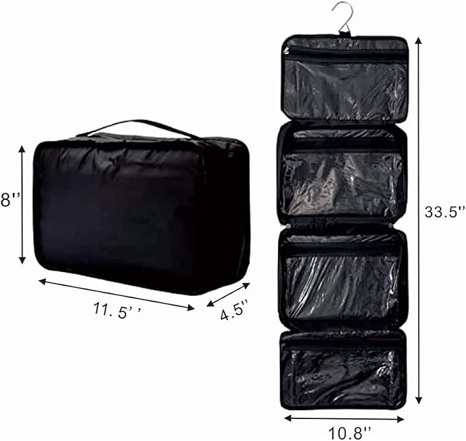 All-Purpose Household Travel Organizer Accessory Toiletry Cosmetics Makeup Hanging Shaving kit Bag-Black - Image 4