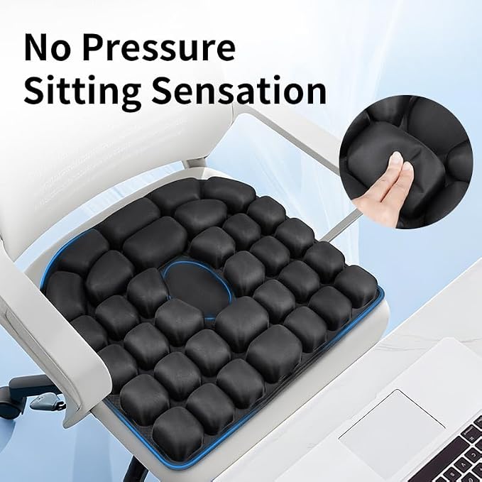 Sondour Travel Seat Cushion, Inflatable Airplane Cushion for Long Flights | U-shaped Portable Airline Cushion with Air Pump for Office & Airplane,Wheelchair,Car Stadium,Pressure Relief - Image 4