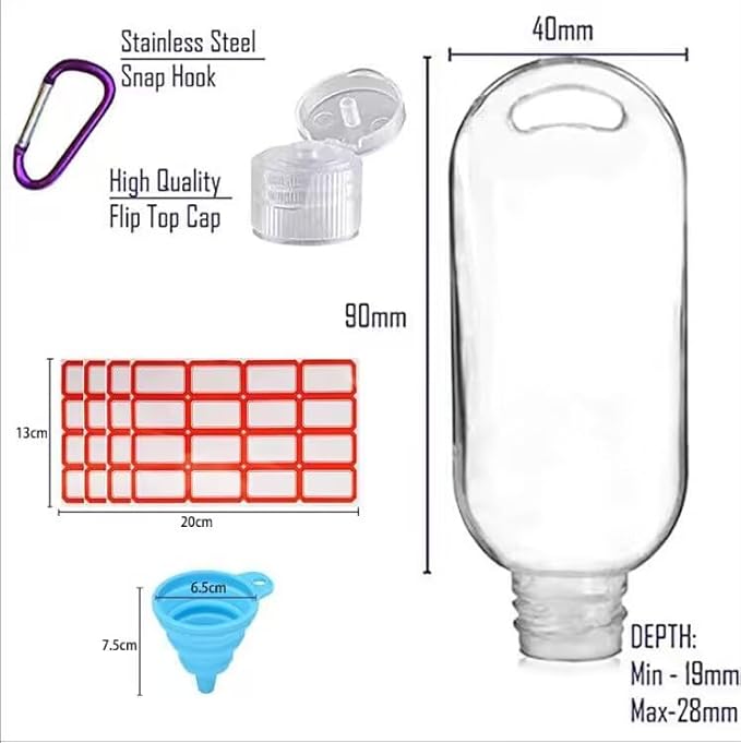 HATTIE 50Pack Travel Plastic Clear Keychain Bottles 50ml/2oz Portable Leakproof Squeeze Small Bottles With Flip Cap Refillable Empty Containers for Lotion Soap Toiletry - Image 2
