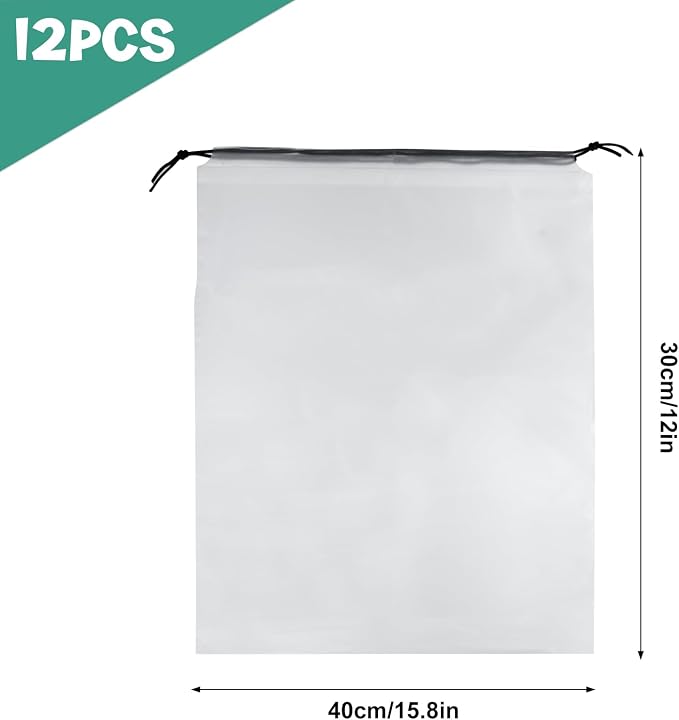 12 Pcs Shoe Bags for Travel，PLULON Clear Drawstring Travel Shoe Bags for Packing Waterproof Dustproof Shoes Organizer Pouch Travel Accessories Shoe Storage Bag for Women Men Portable Travel Essentials - Image 2