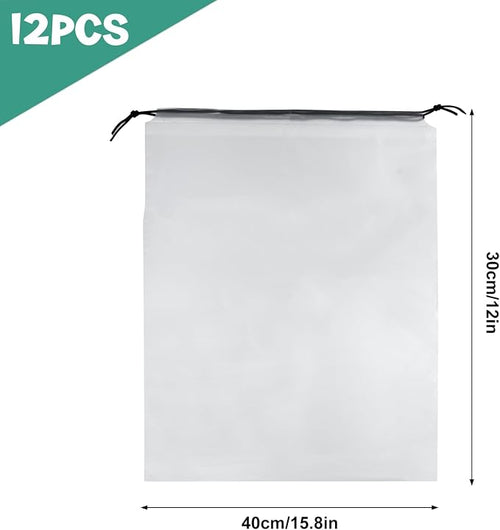 12 Pcs Shoe Bags for Travel，PLULON Clear Drawstring Travel Shoe Bags for Packing Waterproof Dustproof Shoes Organizer Pouch Travel Accessories Shoe Storage Bag for Women Men Portable Travel Essentials - Image 2