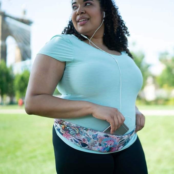 BANDI Plus Size Fanny Pack for Women - Travel-Ready Pocket Belt with Secure Hidden Money & Running Belt for Phone, Passport, Keys, & Medical Devices, Adjustable Fit, Comfortable (Coral Reef) - Image 4