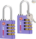 Forge Dual-Opening: Key or Combination Access Lock, TSA Approved Locks for Luggage, Pelican case, Travel, Gym, School, Stainless Steel Shackle. (Purple, 2 Pk) by Forge
