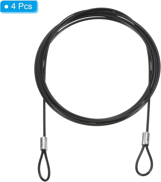 PATIKIL 6.5Ft Safety Cable Lock, 4 Pack Stainless Steel 2mm Dia Security Wire Rope with Double Loop for Stage Lighting Luggage Lock Black - Image 3