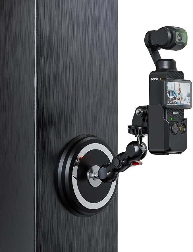 Pocket 3 Magnetic Camera Mount,Magnetic Mount Stand with Magic Arm Compatible with DJI Osmo Pocket 3,Insta360, Heavy-Duty Magnet Base Stand with 1/4"-20 Thread for Gym, Car Mounting by SUREWO