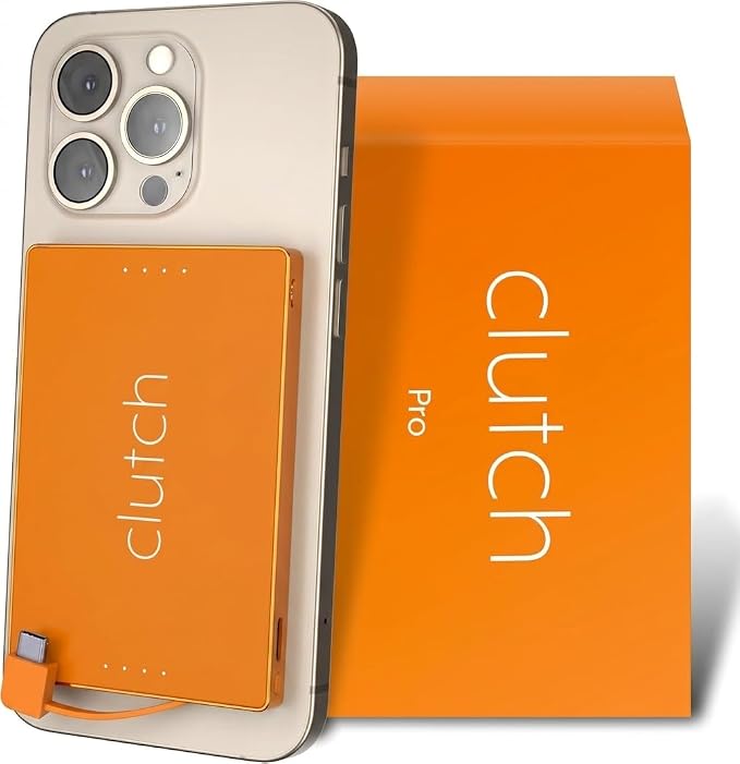 Clutch - Pro USB-C Portable Charger - Compatible with iPhone 15, 16, 17 & Android Devices - Power Bank Magnetic Battery - TSA Travel Approved - USB Rechargeable - Built-in Cable - 5000 mAh - 3.7oz by ClutchCharger