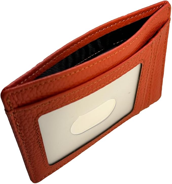 BANDI Slim Wallet, Minimalist Front Pocket RFID Blocking Wallet Credit Card Holder for Men & Women - Coral - Image 3