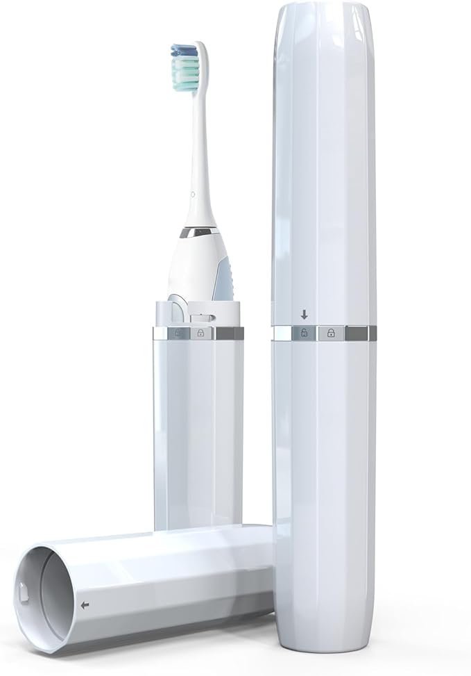 Long Ventilated Electric Toothbrush Travel Case, Portable Holder, Fits Most Standard Straight Electric Toothbrushes (White) by Unknown