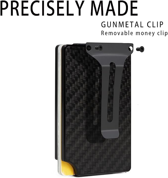 Minimalist Wallet for Men, Slim Metal RFID Blocking Wallet Credit Card Holder Money Clip & Cash Strap, Scratch-Resistant Holds 15 Cards,Ideal Gift for Men | Carbon Fiber - Image 7