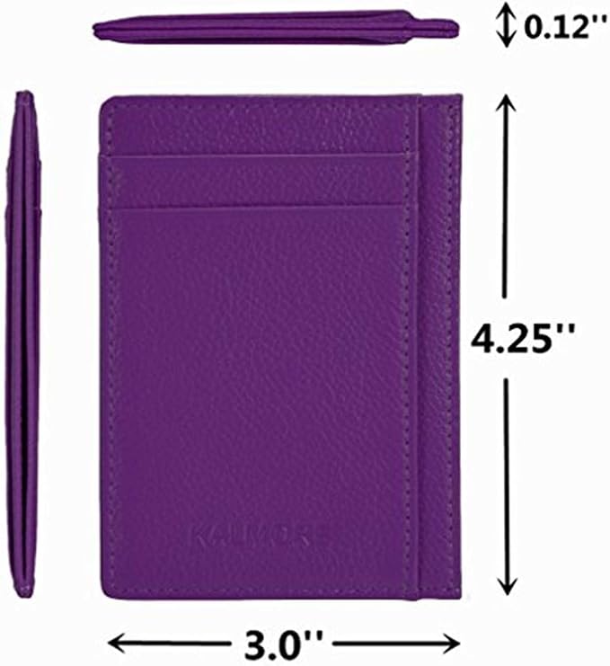 KALMORE womens Credit Holder Genuine Leather Slim Minimalist Card Case Wallet, Black With Id Window - Image 4