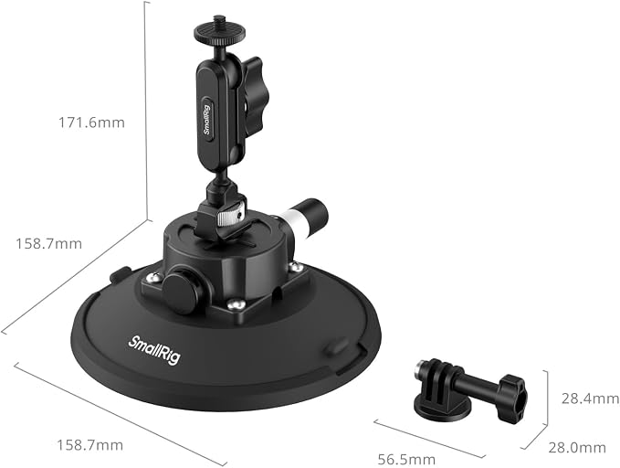 SMALLRIG 6" Suction Cup Mount with Ball Head Magic Arm, Camera Mount for DJI Osmo Action 6/5 Pro/4, for Insta360 x5, for Gopro 13/12, on Car Windshield or Window, Compatible with Action Cameras-5856 - Image 9