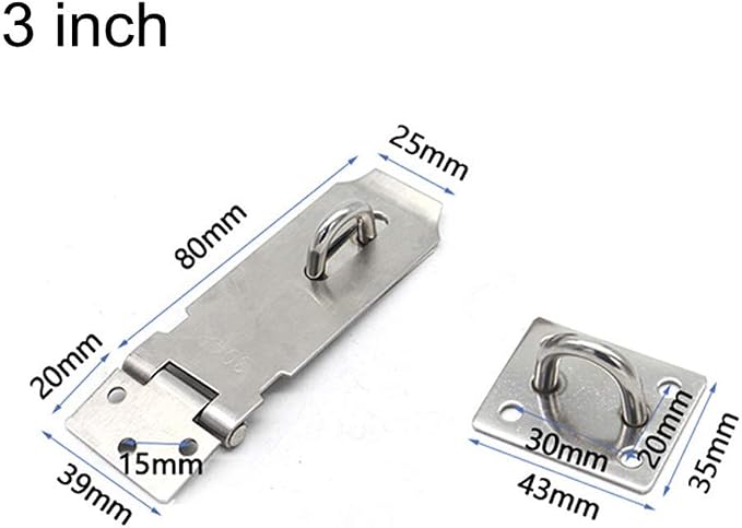 Door Locks Hasp Latch, 3 Inch Stainless Steel Safety Packlock Clasp Hasp Lock Latch, Extra Thick Door Gate Lock Hasp with Screws Brushed Finish 2 Pack - Image 2