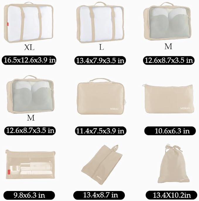 9 set Packing Cubes for Travel,Effortless Organization Cube for Quick Packing& Unpacking, Travel Must Have Suitcase Organizer Essentials for any Journey,Cruise,Camping,hiking,Vacation,Business trip - Image 6