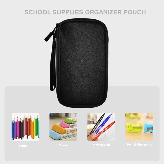 Electronics Organizer Bag Pouch Cable Charger Organizer Travel Shockproof Cord Carrying Case for Earphone Powerbank USB Hard Drive SD Card (Black) - Image 6