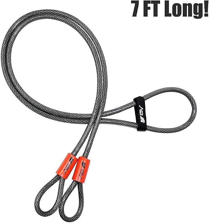 BV 7FT Heavy-Duty Security Cable Lock with Loops – Extra Thick 10mm (3/8") Braided Steel, Cut-Resistant & Weatherproof Wire Cable for Padlock, Gate, Bike, Motorcycle & Outdoor Equipment - Image 2
