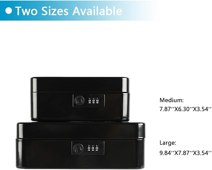 xydled Steel Cash Box Safe with Combination Lock,Money Safe Box with Removable Coin Tray,Medium,7.87"x 6.30"x 3.54",Black - Image 8