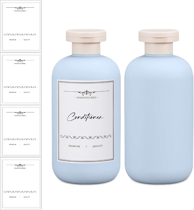 6.8 oz Plastic Travel Shampoo Bottles, Refillable Flip Cap Squeeze Bottles for Toiletries, Large Leakage-proof Travel Shampoo and Conditioner Container (Blue) by UMETASS