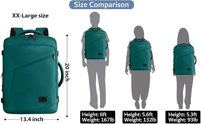 MATEIN Travel Backpack Large, Expandable Carry on Backpack for Travelling | Airline Approved, Large Capacity, Water Resistant, Lightweight Overnight Daypack for Travelling, Travel Gift, Peacock Blue - Image 3