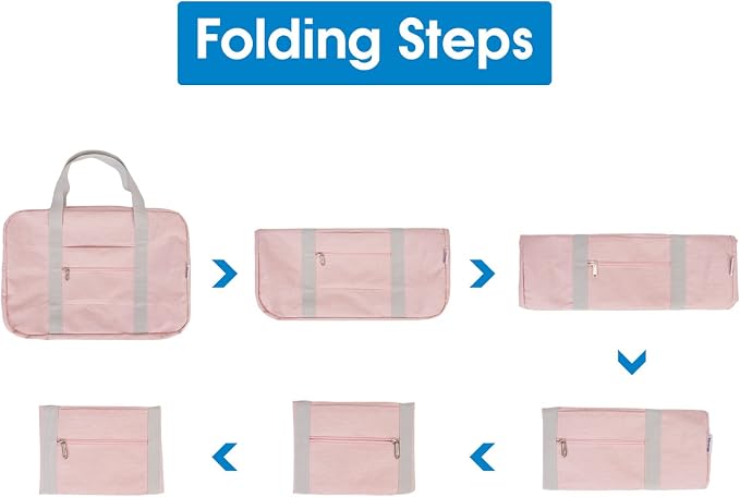 For United Airlines Foldable Carry on Bag 22x14x9 Travel Duffel Bag Packable luggage Duffle for Women and Men 40L (Pink (With Shoulder Strap)) - Image 6