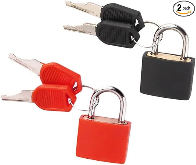 2 Pack TSA Approved Luggage Locks - Suitcase Padlocks with Keys, Travel Baggage Locks for School Gym Lockers, Laptop Bags & Outdoor Gear (Red + Black) by Unknown