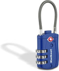 Kwikset TSA Approved Combination Luggage Lock with Cable, 1-Pack, Blue | Blue Body Is Easy to Spot in A Bag; Flexible Cable Shackle and Resettable Code, 1-3/16 in Body by Unknown