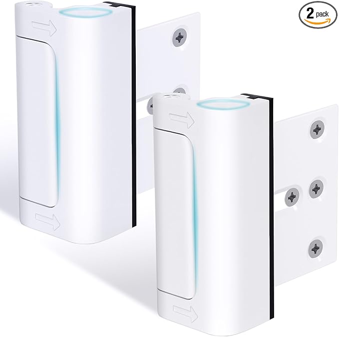 2 Pack Door Reinforcement Lock, Home Security Door Lock, Child Proof, White | Door Safety Lock for Front Door, Toddler Proof Door Latch for Entry Door Security, Includes 8 Screws by AceMining