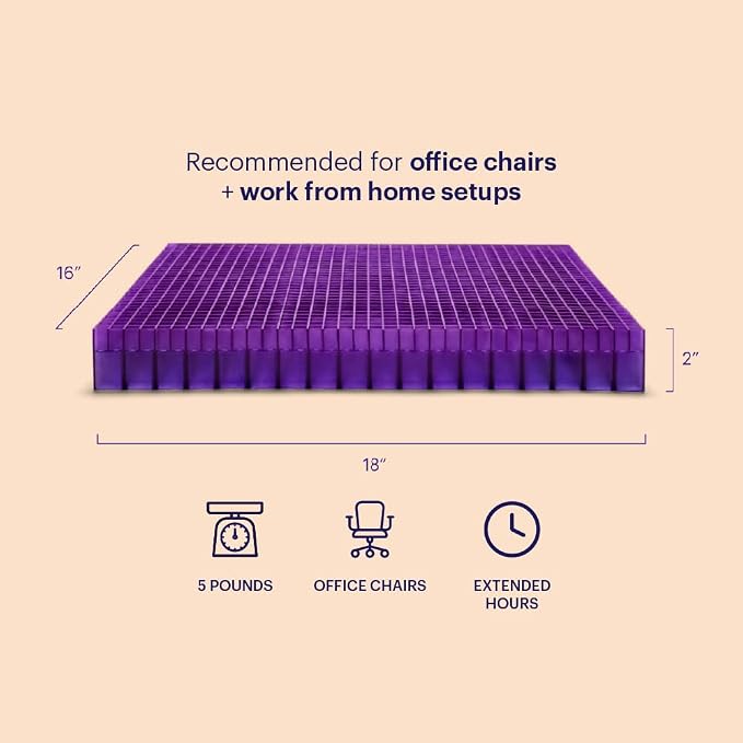 Purple Double Seat Cushion, Two-Sided Soft and Firm 2 Inch Gel Seat Cushion | GelFlex Grid for Office Chair, Car - Pressure-Reducing, Temperature-Neutral, No-Slip - Made in USA - Image 2