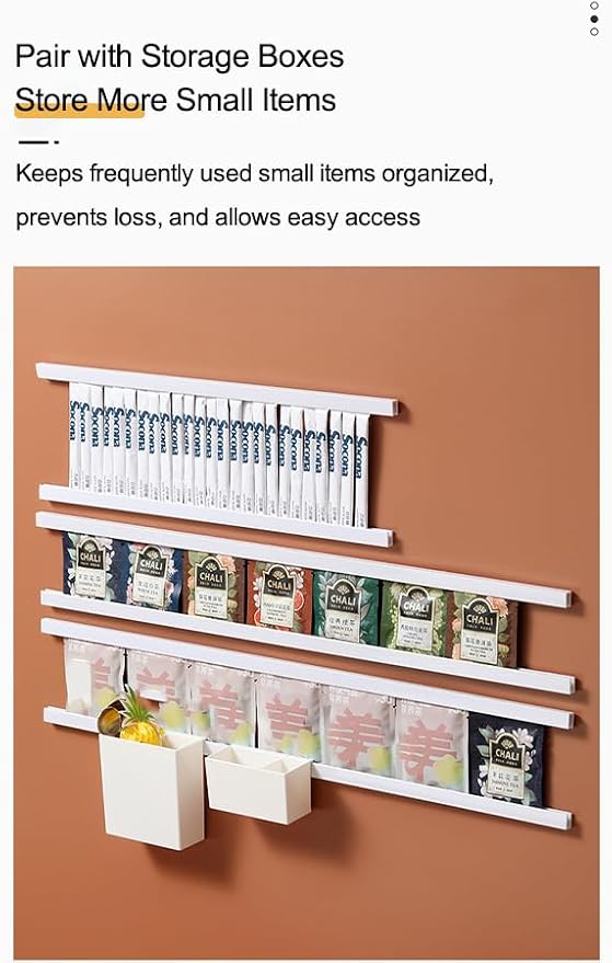 Adhesive U-Shaped Storage Strip – 60cm (23.6") Cuttable Wall Mount Organizer with Self-Adhesive Back, Space-Saving Rack for Kitchen, Cabinet Doors, and Bathroom Storage (No Drilling Needed) - Image 5
