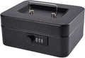 Cash Box with Money Tray and Combination Lock Metal Money Box for Cash Lock Box for Money 7.87" x 6.3" x 3.54" Black by Geohiaul