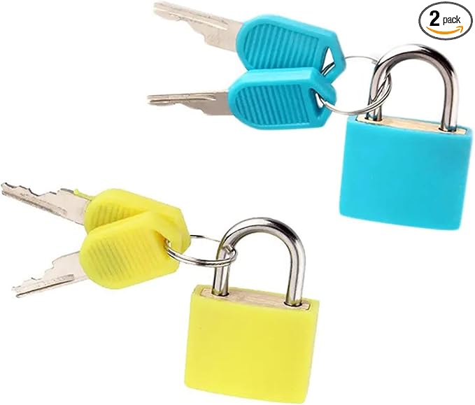 2 Pack TSA Approved Luggage Locks - Suitcase Padlocks with Keys, Travel Baggage Locks for School Gym Lockers, Laptop Bags & Outdoor Gear (Sky Blue + Yellow) by Unknown