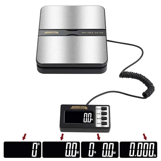 ACCUTECK 8680 High Capacity 150Lbs High Accuracy 0.1OZ Digital Postal Scale with Remote Display, Batteries and USB Cable and AC Adapter Included (Stainless Steel) - Image 3