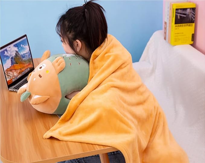 YUDONG 15" Kids Stuffed Animals Travel Blanket and Pillow Set,Cute Dog Plush Pillow with Hand Warmer Design,Perfect for Travel, Camping, Home and Office. | Cute Pillow with Hand Warmer Design for Travel, Camping, Home & Office - Image 4