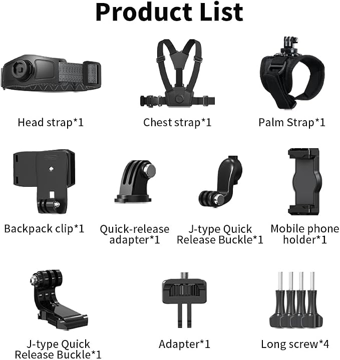 4 in 1 Phone Accessories Kit, Quick Release Head Strap Mount + Chest Mount Harness + Backpack Clip Holder + Palm Strap Kit for POV/VLOG,Cell Phone Clip Compatible with iPhone,Samsung and More Phones - Image 8