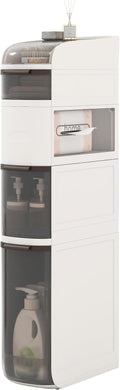 GIANTEX 5-Tiers Narrow Bathroom Storage Cabinet (17'' x 7''x 38.5'') | Slim Rolling Toilet Paper Organizer w/ Drawers, Tissue Box, Movable Plastic Storage Cart for Laundry Living Room Kitchen by Giantex