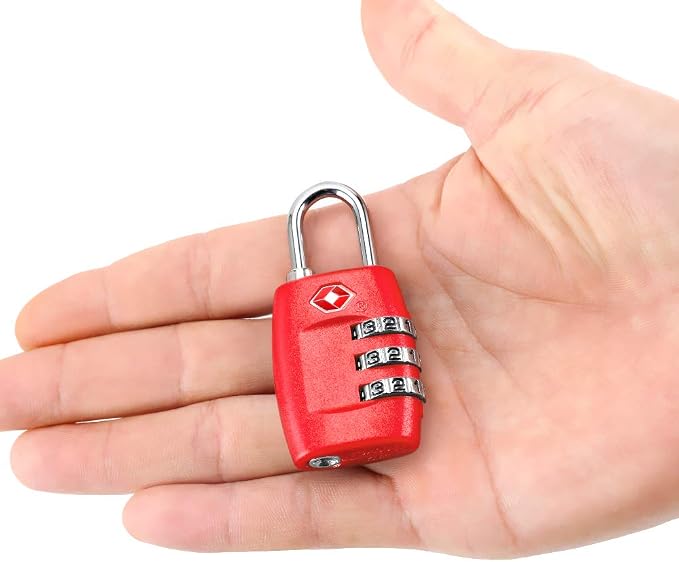 TSA Luggage Locks (4Pack) - 3 Digit Combination Padlocks - Approved Travel Lock for Suitcases & Baggage (Red) - Image 6