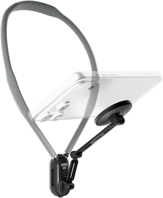 NEEWER Magnetic Phone Neck Holder, Quick Release Cell Phone Chest Mount Stand Adjustable Compatible with MagSafe iPhone Samsung Android, Accessories Kit for POV Vlogging Selfies Video Recording, GP47 by Neewer