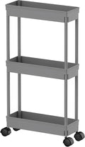 Sooyee Slim Storage Cart,3 Tier Bathroom Rolling Utility Cart Storage Organizer Slide Out Cart, Mobile Shelving Unit Organizer Trolley for Office Bathroom Kitchen Laundry Room Narrow Places, Grey by Sooyee