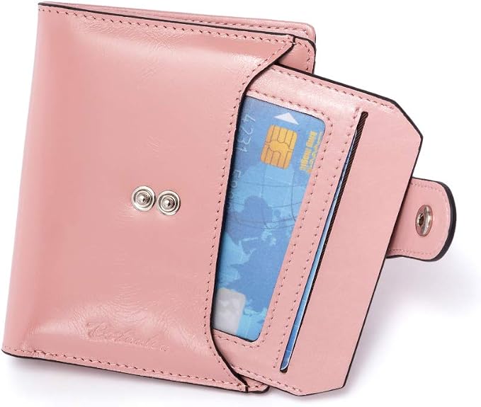 BOSTANTEN Leather Womens Wallet Small RFID Blocking Credit Card Holder | Removable ID Window, Zipper Coin Pocket, Bifold, Minimalist, Fits Small Purses, Daily Use, Ladies Gifts, Pink - Image 6