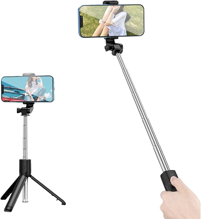28" Phone Tripod & Selfie Stick Travel Tripod for iPhone Selfies, with Phone Holder 360°Rotation Selfie Stick Extendable for Travel/Selfie/Vlog, Compatible with iPhone/Android by Unknown