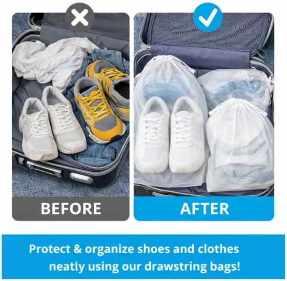 InfinitePack Large Transparent Shoe Bags for Travel, Portable Shoe Bags, Shoes Pouch Storage Organizer with Drawstring for Men & Women aClear Window Shoes Pouch with Rope - Image 4