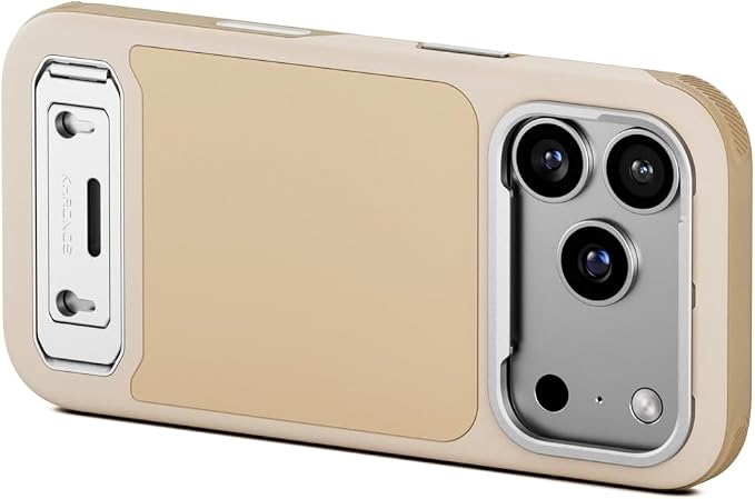 Tilta Khronos Lite Case Compatible with iPhone 17 Pro – Champagne | Lightweight Mobile Cage | Kickstand Support | Magnetic Accessory Mounts | Metal Lens Frame Protection | Professional Smartphone Rig by Tilta
