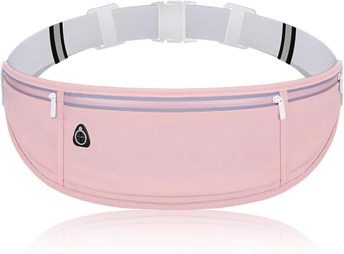 Running Belt Fanny Pack for Women，Water Resistant Large Capacity Waist Pack for iPhone 16 15 14 13 Samsung，Lightweight Running Phone Holder，Slim Money Belt Running Pouch for Hiking Outdoor Pink by MINOCHI