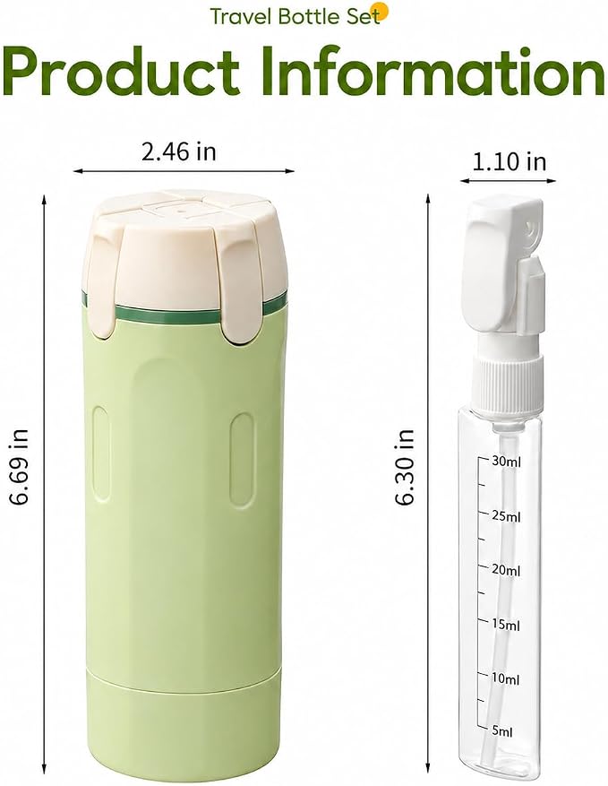 4-in-1 Detachable Travel Dispenser Bottles Set Foldable Pump Leak-Proof, Carry-On Compliant 30ml/1OZ Refillable Containers for Shampoo Lotion Body Wash with Protective Case - Image 4