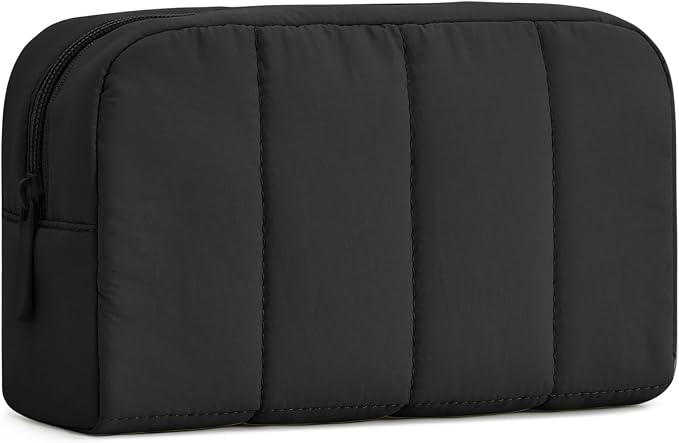 Makeup Bag Cosmetic Bag Travel Toiletry Bag for Women Puffy Padded Cosmetic Pouch Purse Wide-open Makeup Organizer Case Travel Essentials by oscaurt