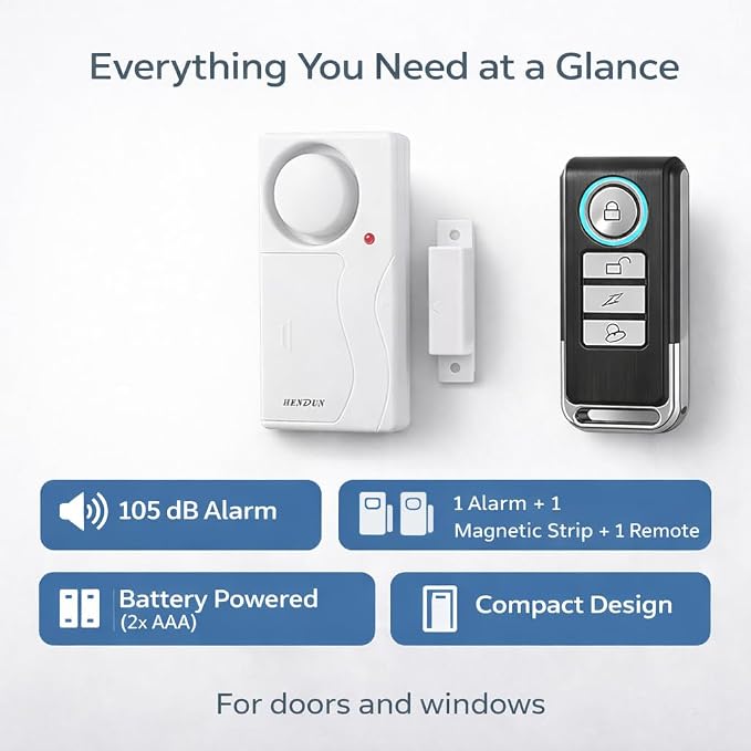 Door Alarms When Opened with Remote, Door Chimes Sensor, 2-Pack Complete | Home Security Systems Sensor Open Window Alarm Ring Door Sensor Doorbell Chime Apartment Dementia Toddler Stick - Image 6