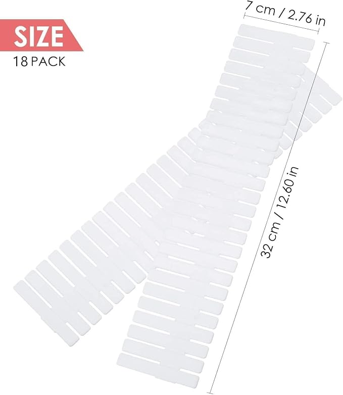 18Pcs Drawer Dividers, Adjustable Drawer Organizer for Socks, Underwear, Makeup, Can Help Tidy Kitchen, Bedroom, Dresser White - Image 2