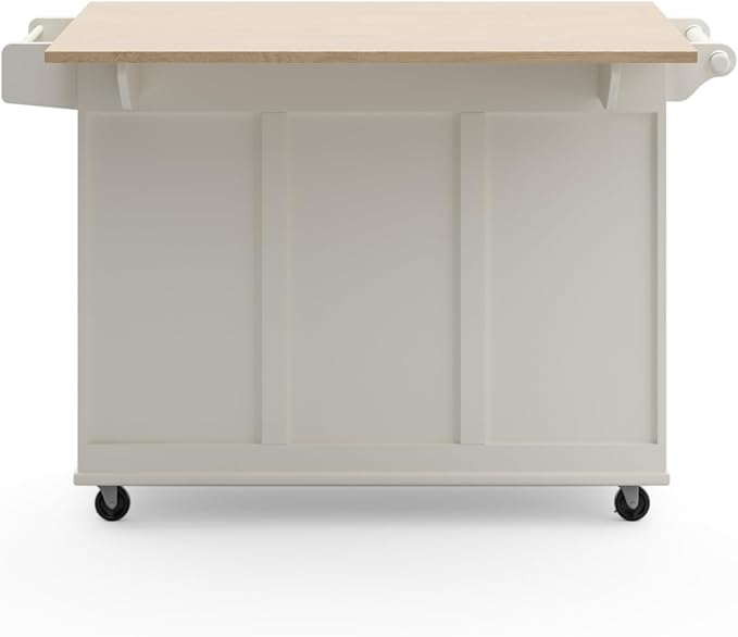 Homestyles Dolly Madison Off-White Mobile Kitchen Island Cart with Wood Drop Leaf Breakfast Bar - Image 11